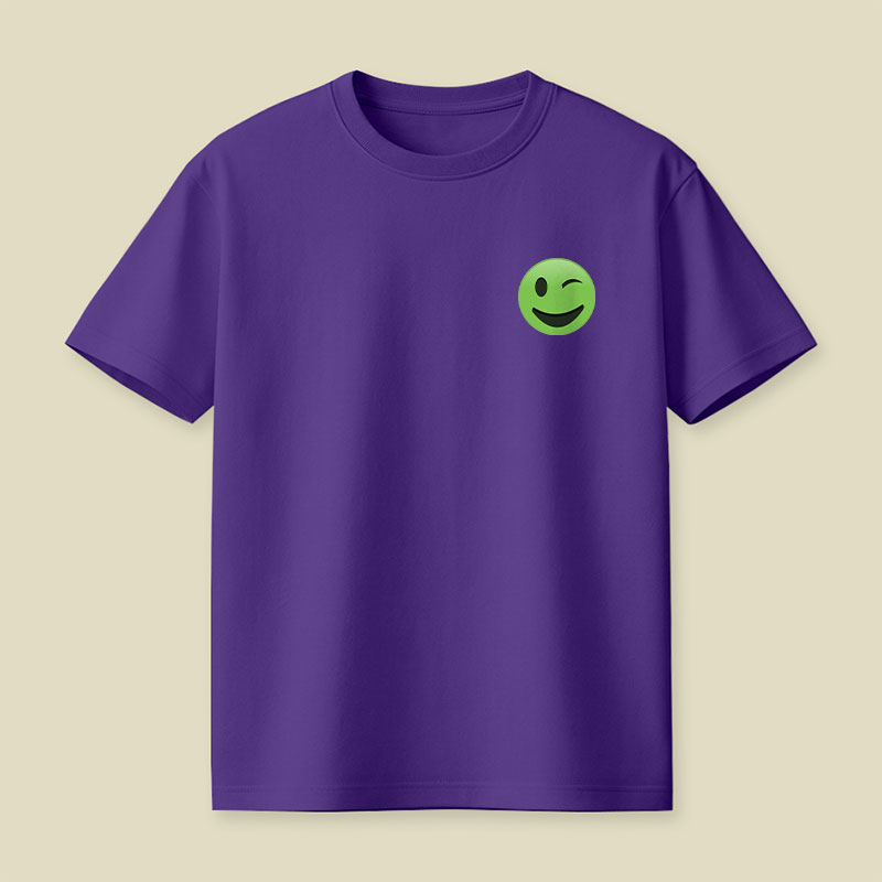 Green Emoji Wink Playful T-Shirt