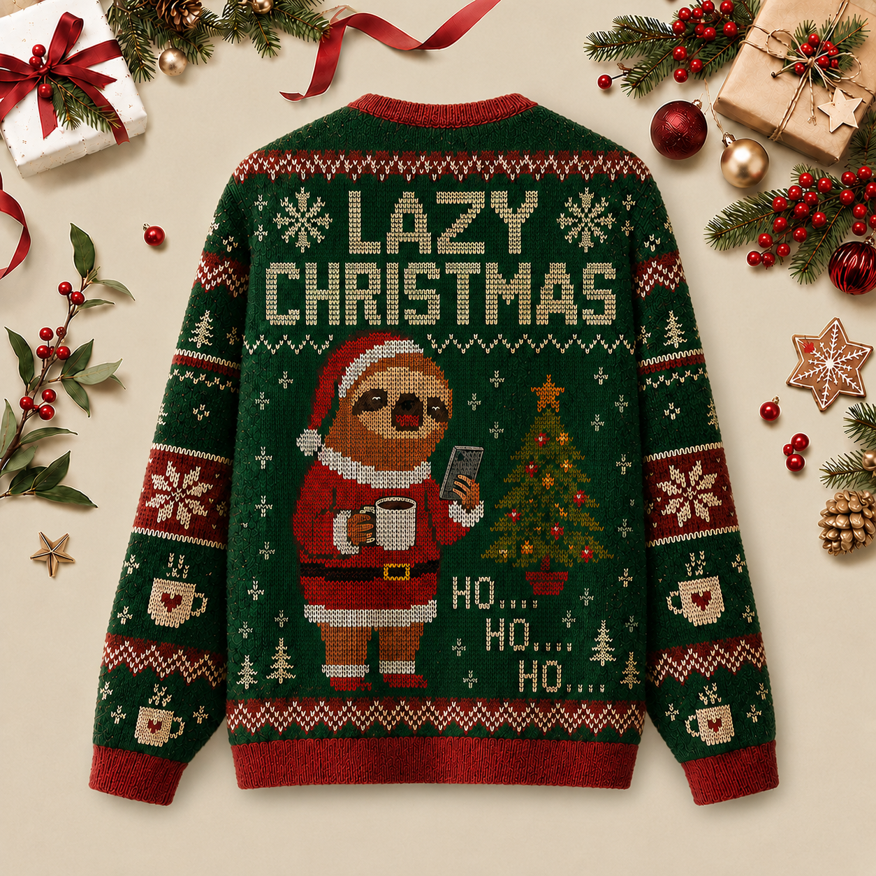 Lazy Christmas Ugly Christmas Fluffy Sweatershirt