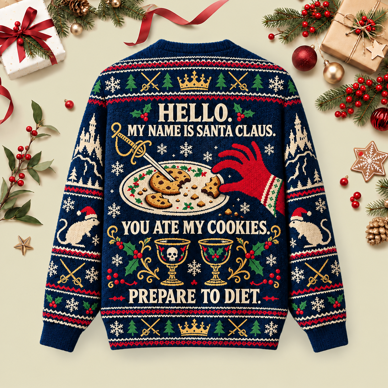 Prepare To Diet Ugly Christmas Fluffy Sweatershirt