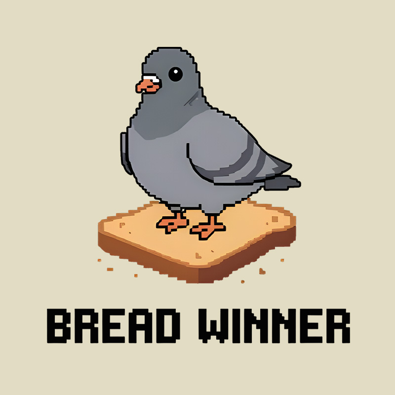 Pixel Art Pigeon On Bread Playful T-Shirt