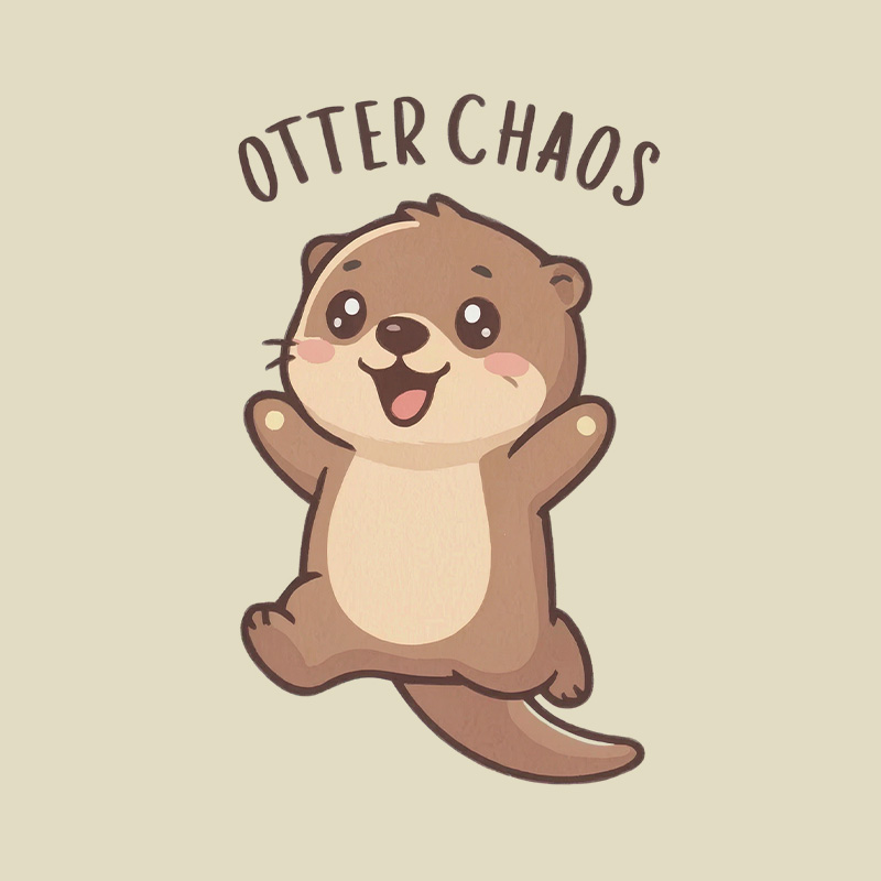 Otter Chaos Happy Otter Cartoon Playful T-Shirt