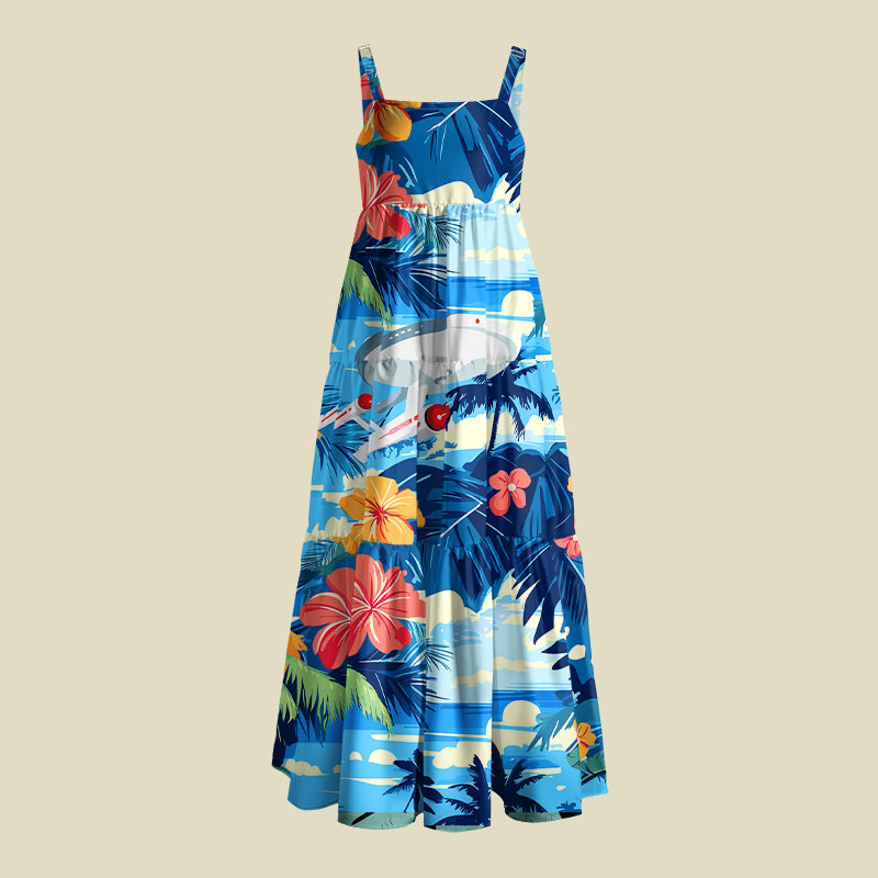 Scifi Spacecraft Hawaii Playful Maxi Dress