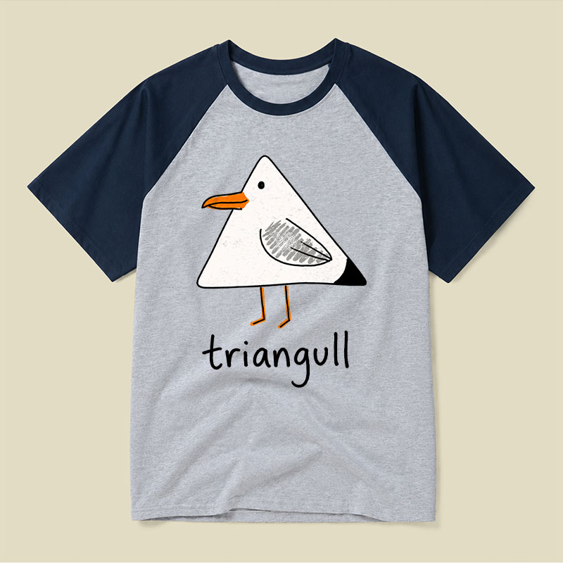 Triangull Funny Geometry Cute Triangle Seagull Bird Raglan T-shirt