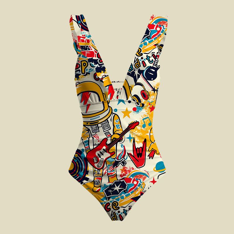 Space Oddity V-Neck One Piece Swimsuit
