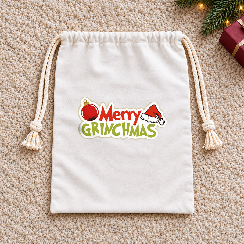 Merry Grinchmas Holiday Christmas Drawstring Gift Bag