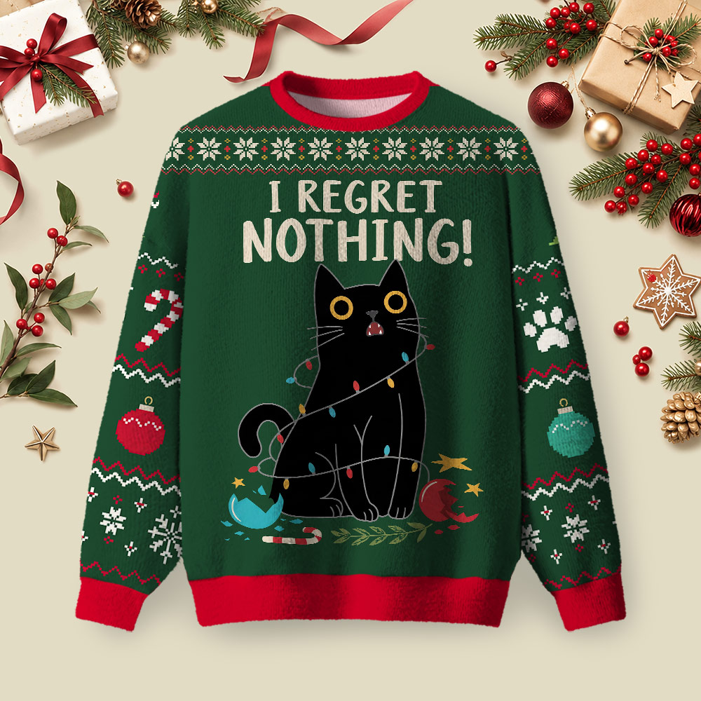 I regret nothing Ugly Christmas Fluffy Sweatershirt