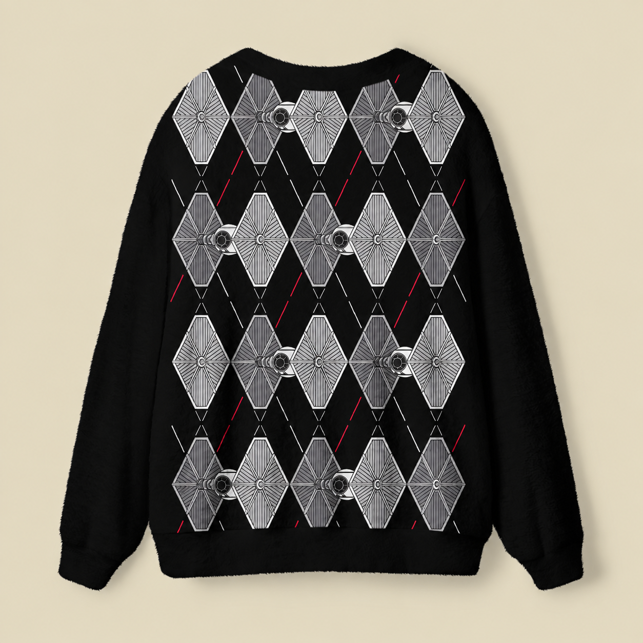 Tie Spaceship Ugly Cardigan Sweater