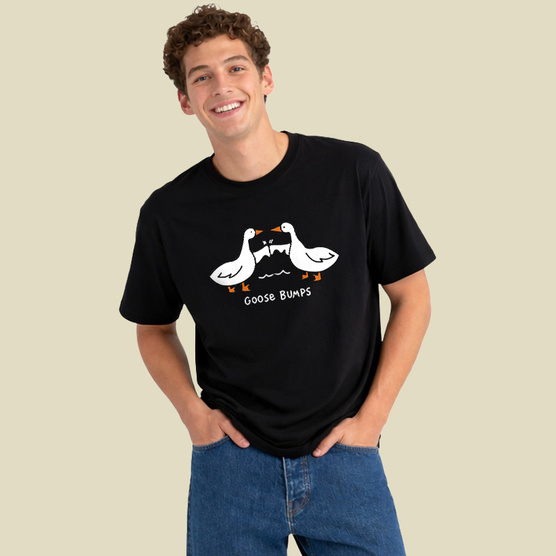 Goosebumps Geese Pun Simple Line Art Playful T-Shirt