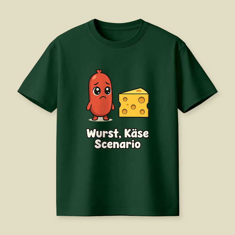 Wurst Kase Scenario Funny German Food Pun Playful T-Shirt