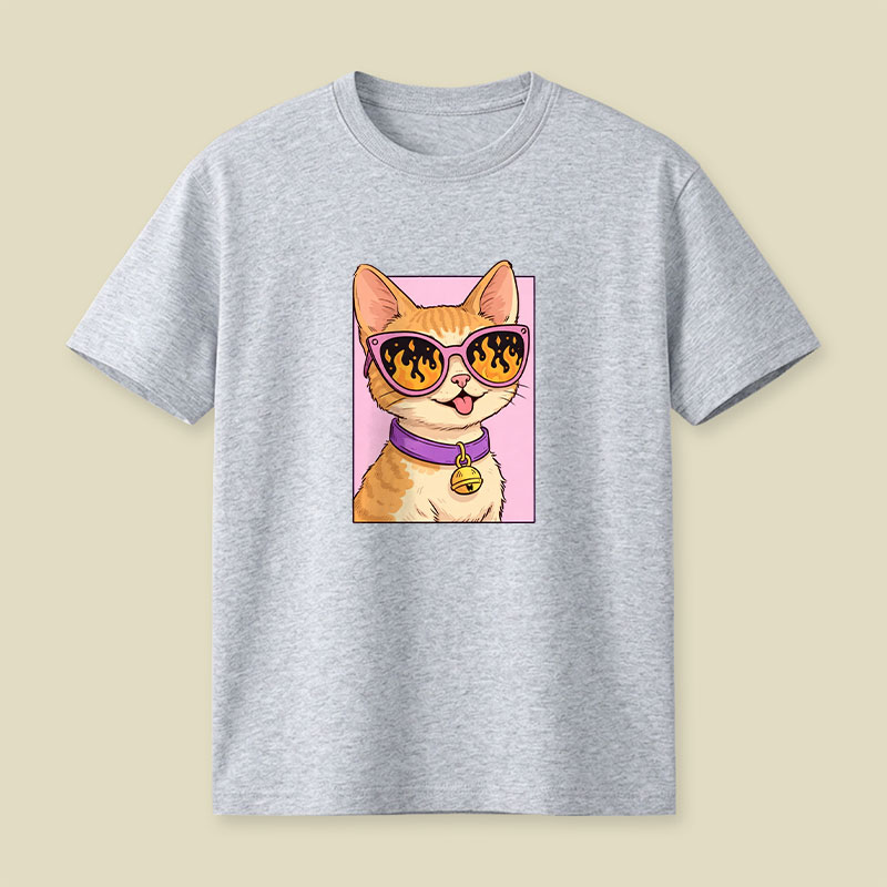 Cat Watching The World Burn Playful T-Shirt
