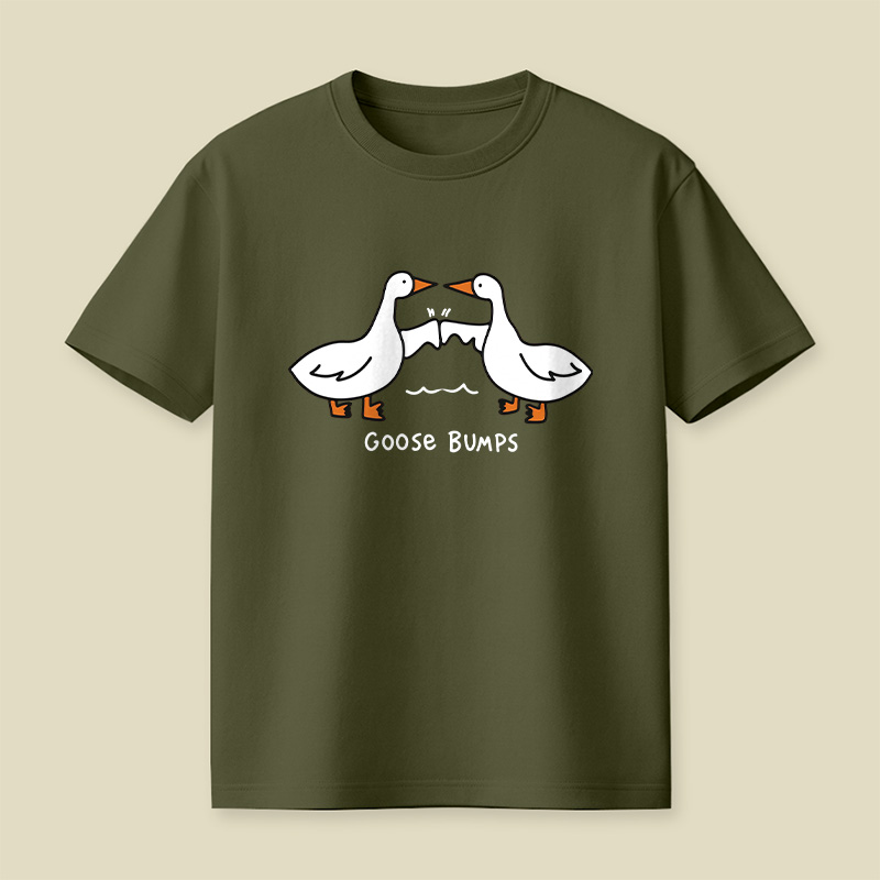 Goosebumps Geese Pun Simple Line Art Playful T-Shirt