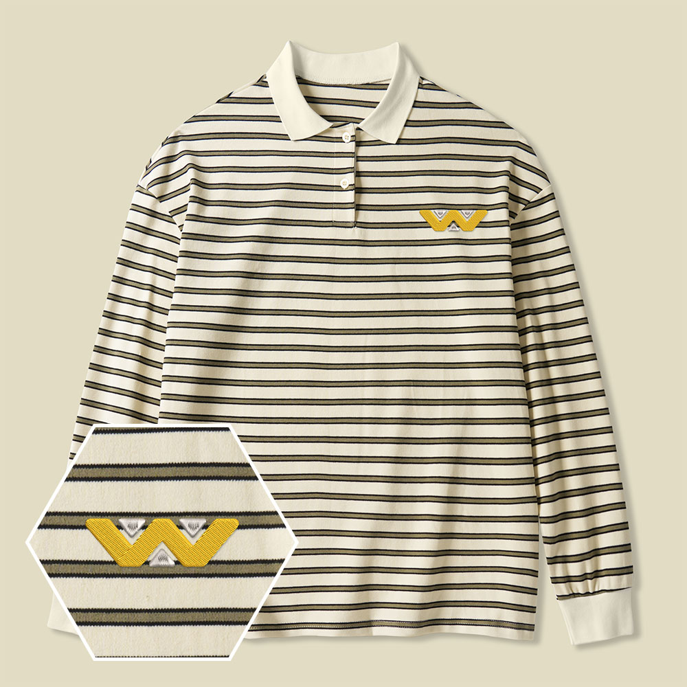 Weyland-Yutani Corp Lycra Striped Embroidered Long-Sleeve Polo