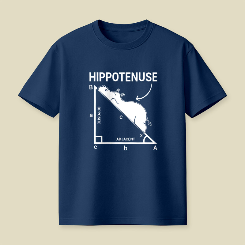 Hippotenuse Hippo Math Pun Playful T-Shirt