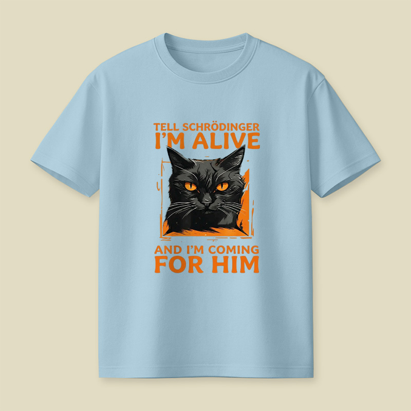 Schrödinger’s Fierce Orange-Eyed Cat Playful T-Shirt