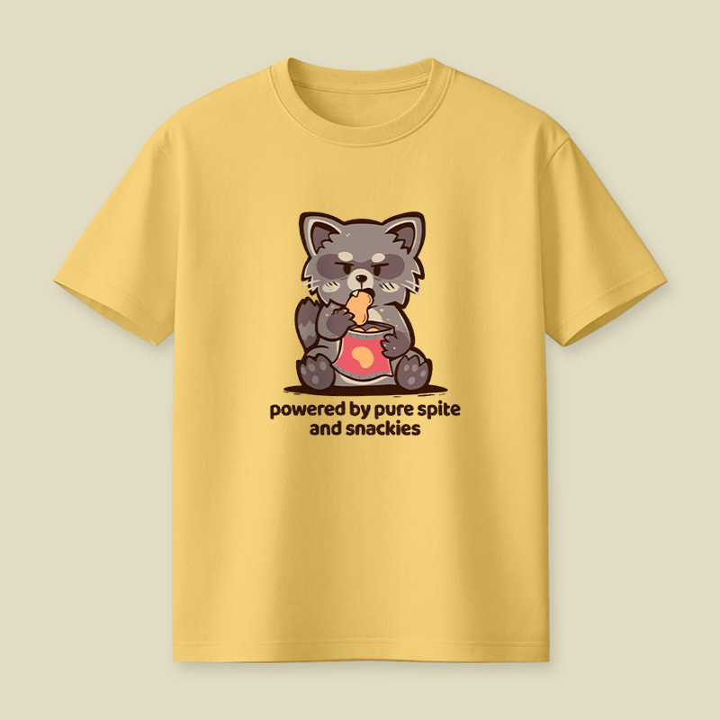 Powered By Spite And Snackies Raccoon Playful T-Shirt
