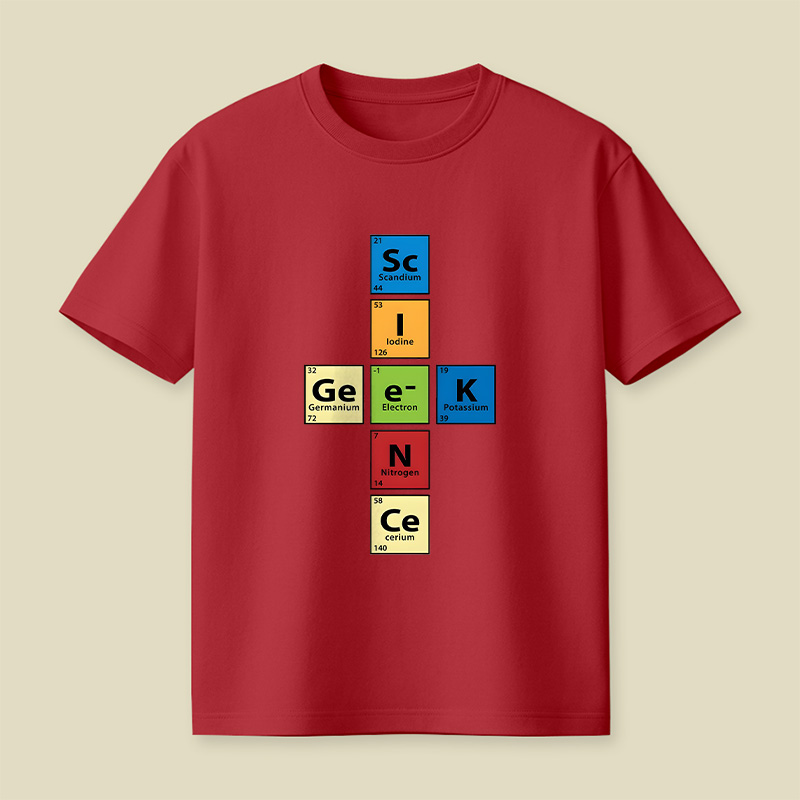 Scigeek Nerd Periodic Table Playful T-Shirt
