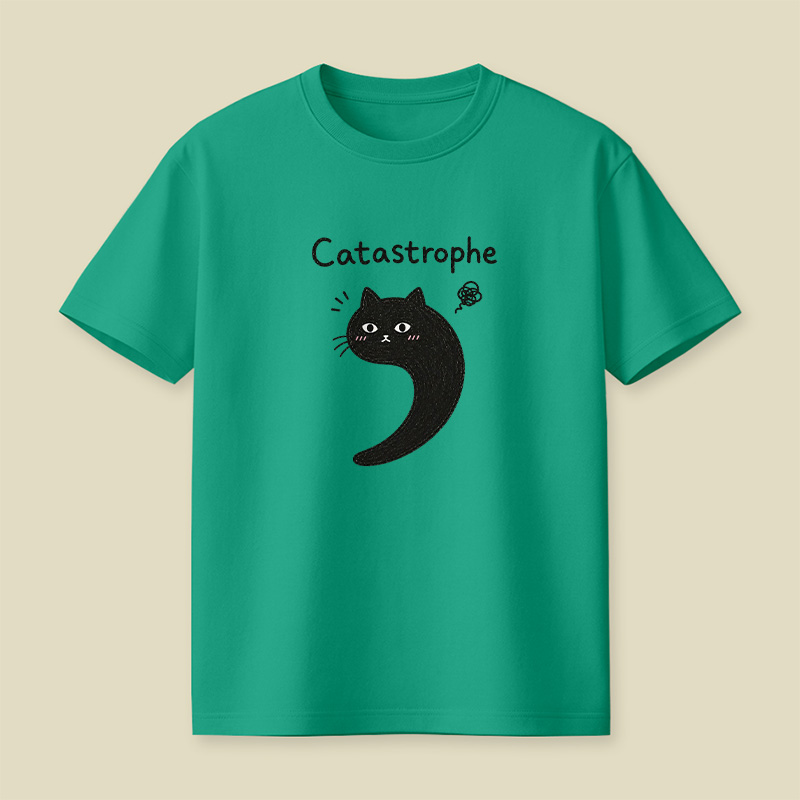 Black Cat Catastrophe Humor Playful T-Shirt