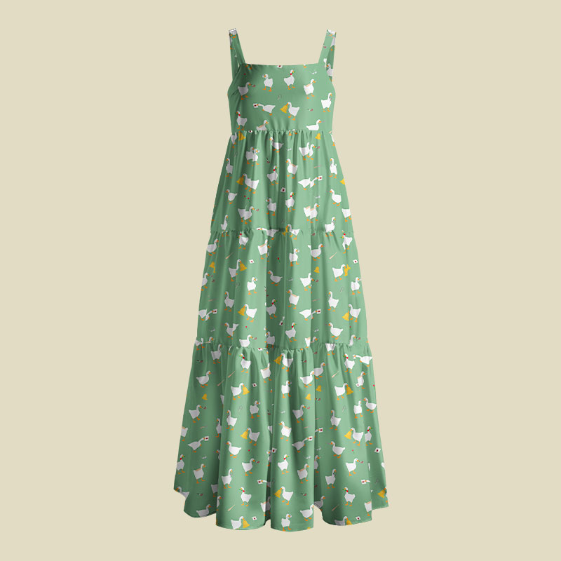 Goose Game Green Playful Maxi Dress