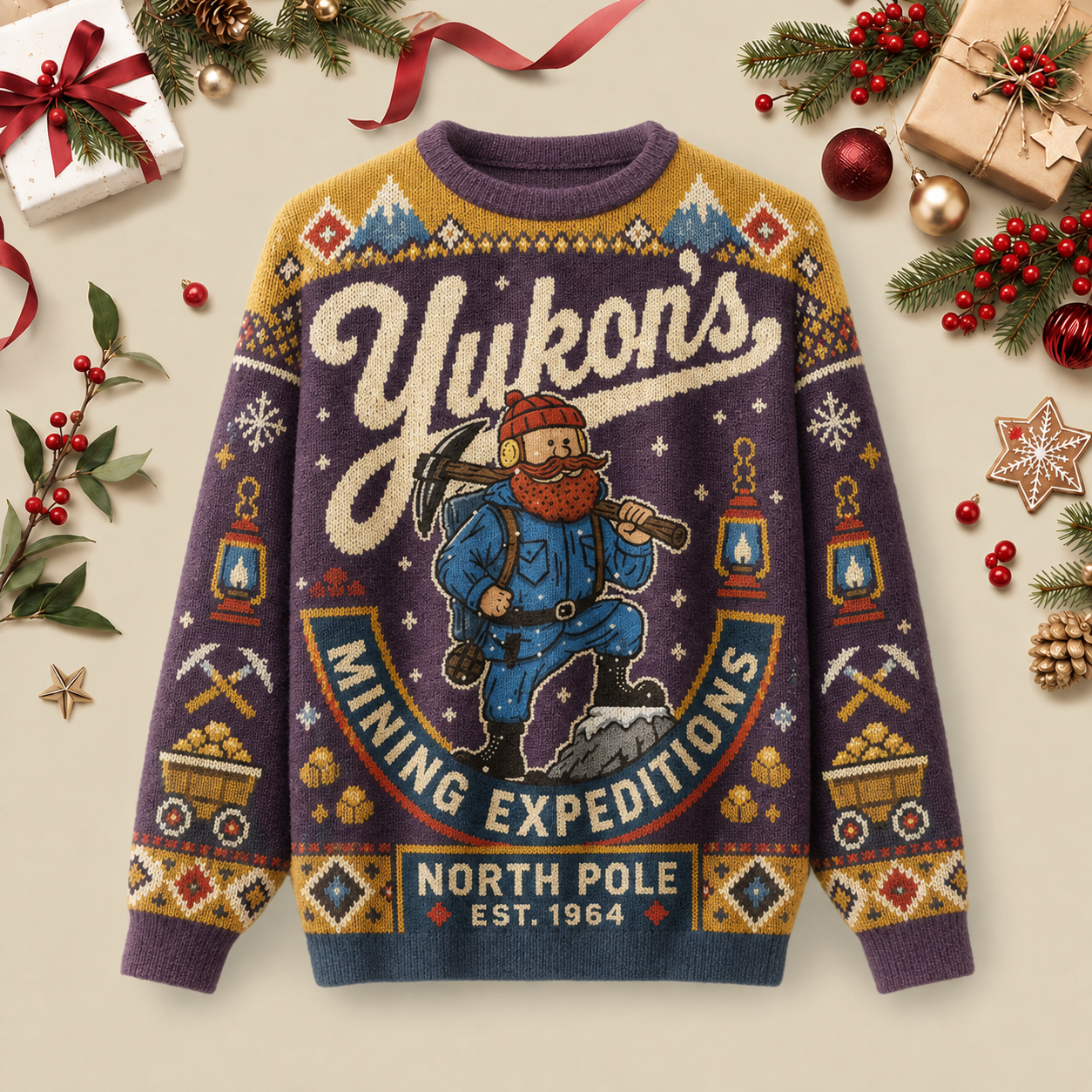 Yukon’s Mining Expeditions Ugly Christmas Fluffy Sweatershirt