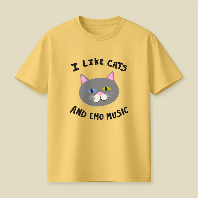 I Like Cats and Emo Music Playful T-Shirt