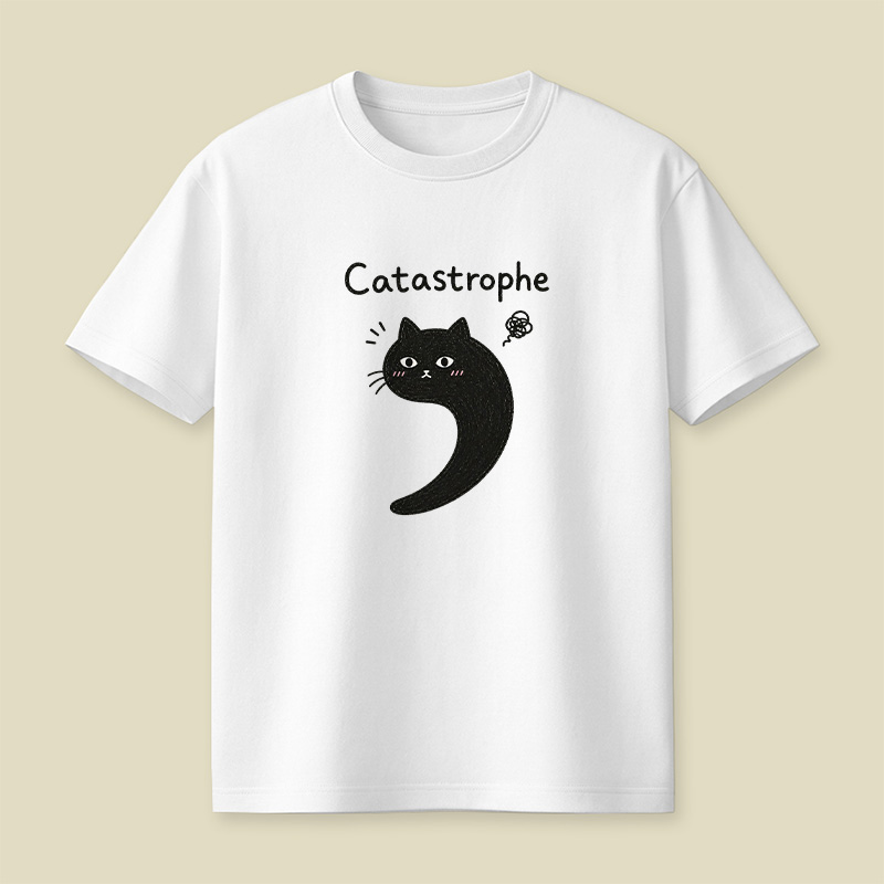 Black Cat Catastrophe Humor Playful T-Shirt