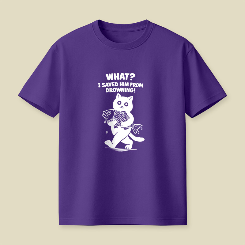 Cat And Fish Playful T-Shirt