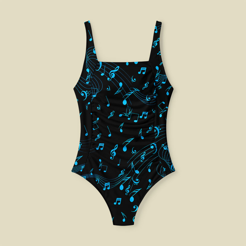 Music Tummy Control One Piece Swimsuit