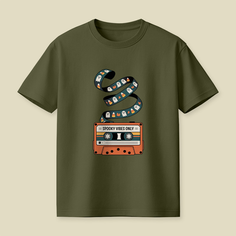 Retro Cassette Spooky Vibes Halloween Playful T-Shirt