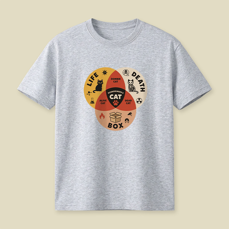 Schrodinger Cat Venn Diagram Playful T-Shirt