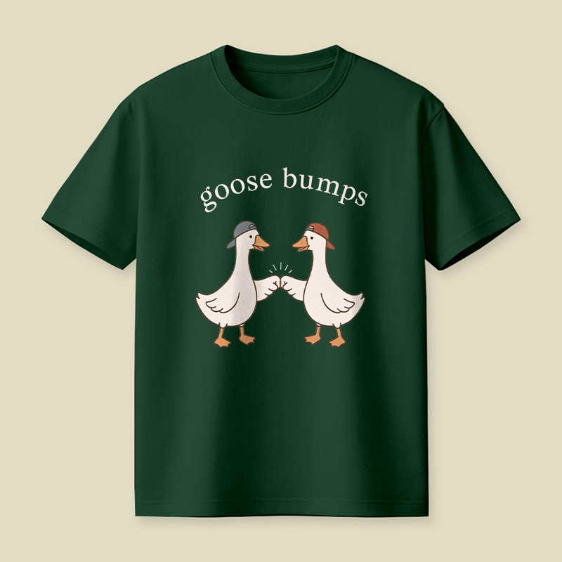 Goosebumps Geese Pun Casual Cap Wearing Playful T-Shirt