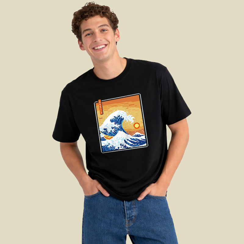 The Great Pixel Wave Playful T-Shirt