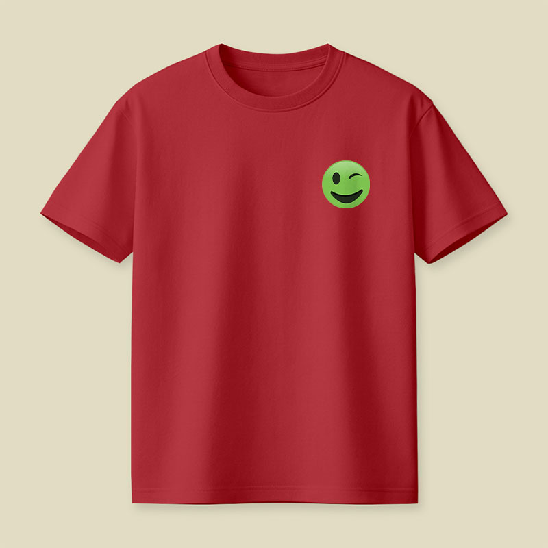Green Emoji Wink Playful T-Shirt