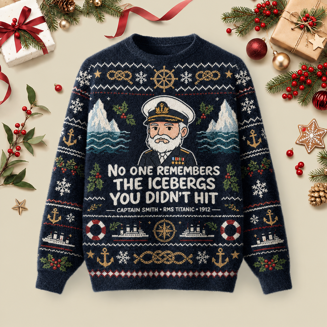 The Unseen Icebergs Ugly Christmas Fluffy Sweatershirt
