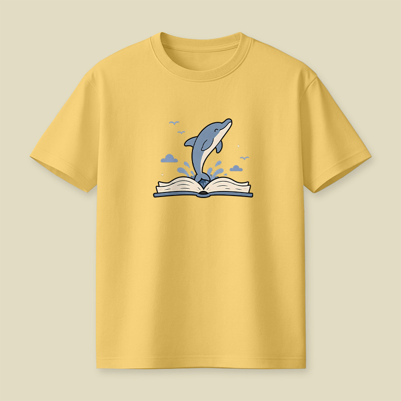 Dolphin Jumping Out Of Book Playful T-Shirt