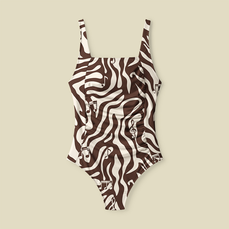 Musical Notes and Movements Tummy Control One Piece Swimsuit