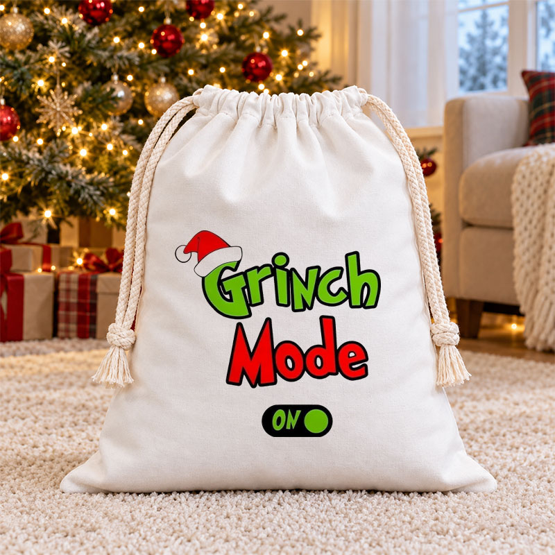 Christmas Mode On Christmas Tree Christmas Drawstring Gift Bag