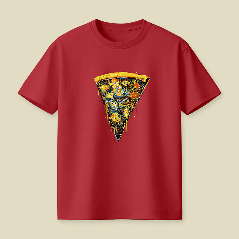 Starry Night Pizza Slice Playful T-Shirt
