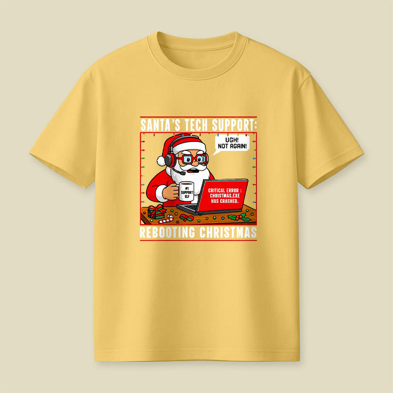 Santa Tech Support Cartoon Playful T-Shirt