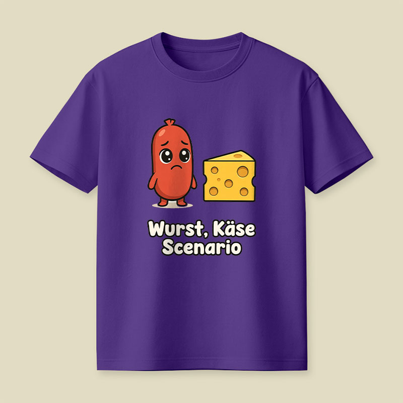 Wurst Kase Scenario Funny German Food Pun Playful T-Shirt