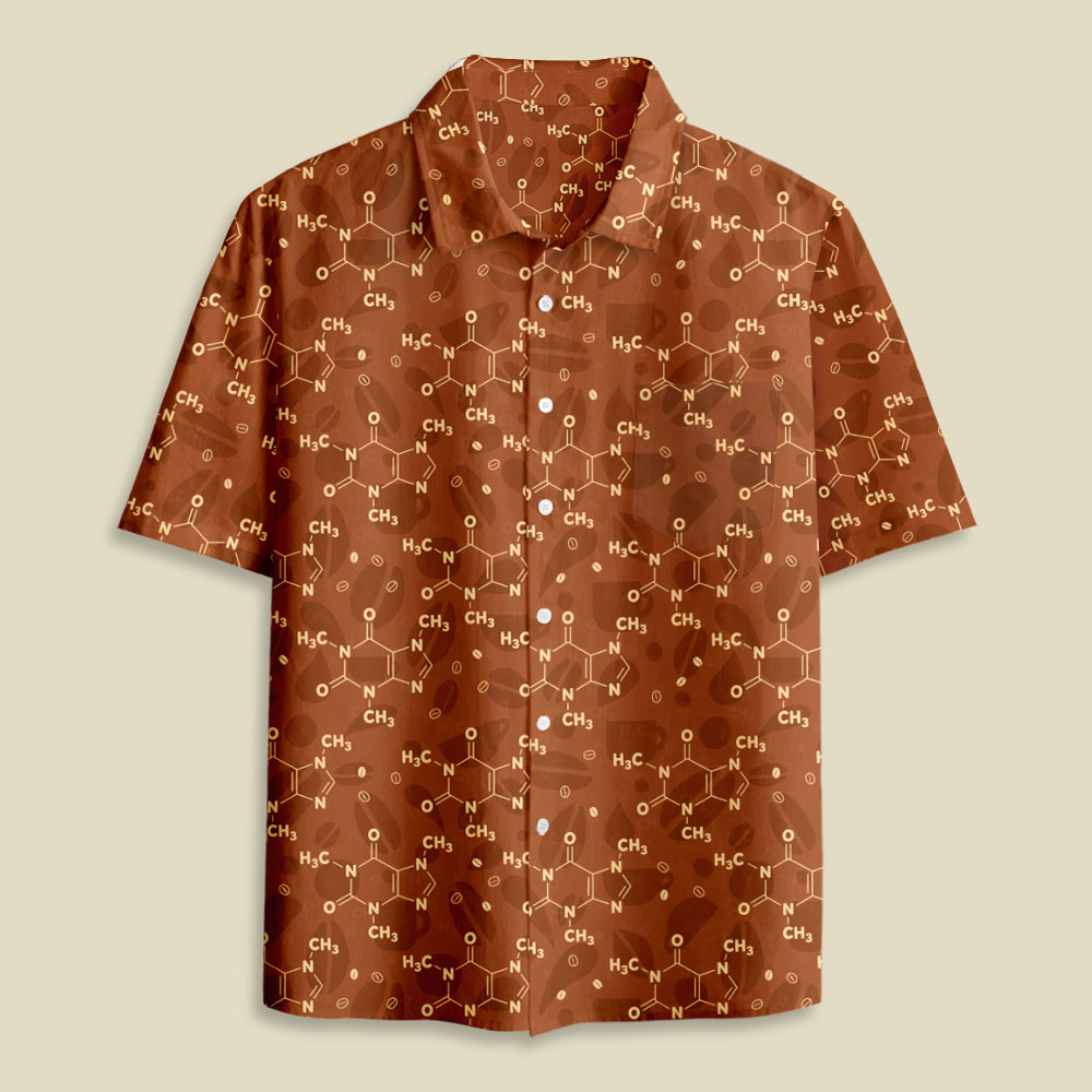 Coffee Molecular Formula Button Up Pocket Shirt