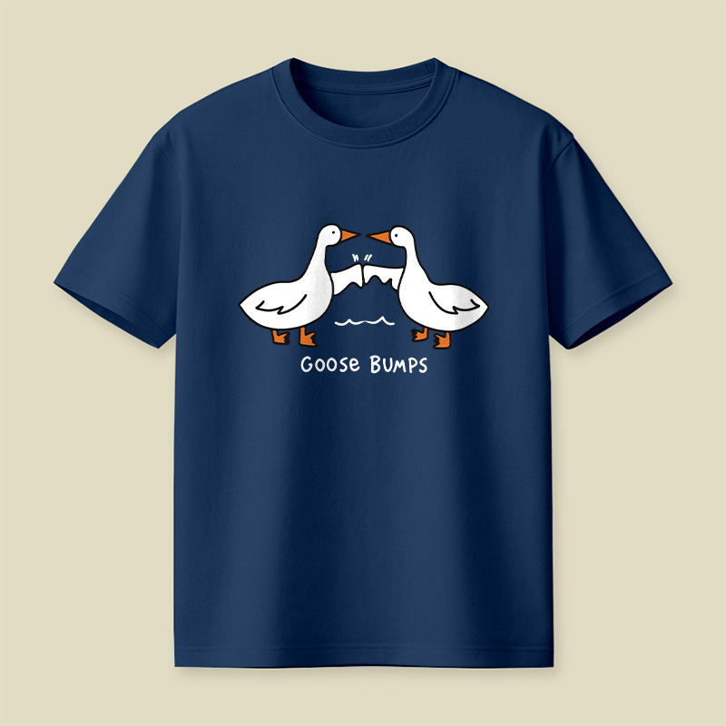 Goosebumps Geese Pun Simple Line Art Playful T-Shirt
