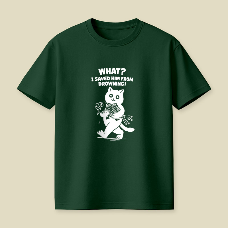 Cat And Fish Playful T-Shirt