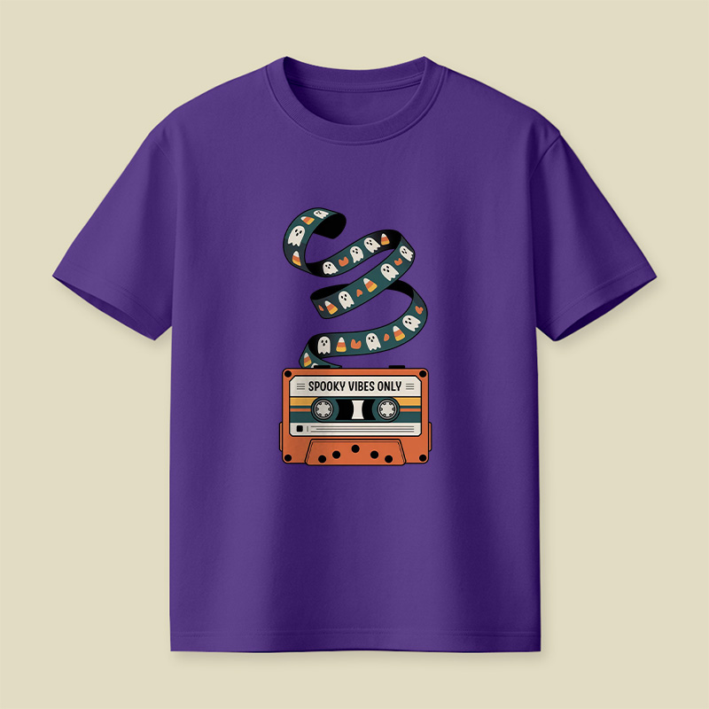 Retro Cassette Spooky Vibes Halloween Playful T-Shirt