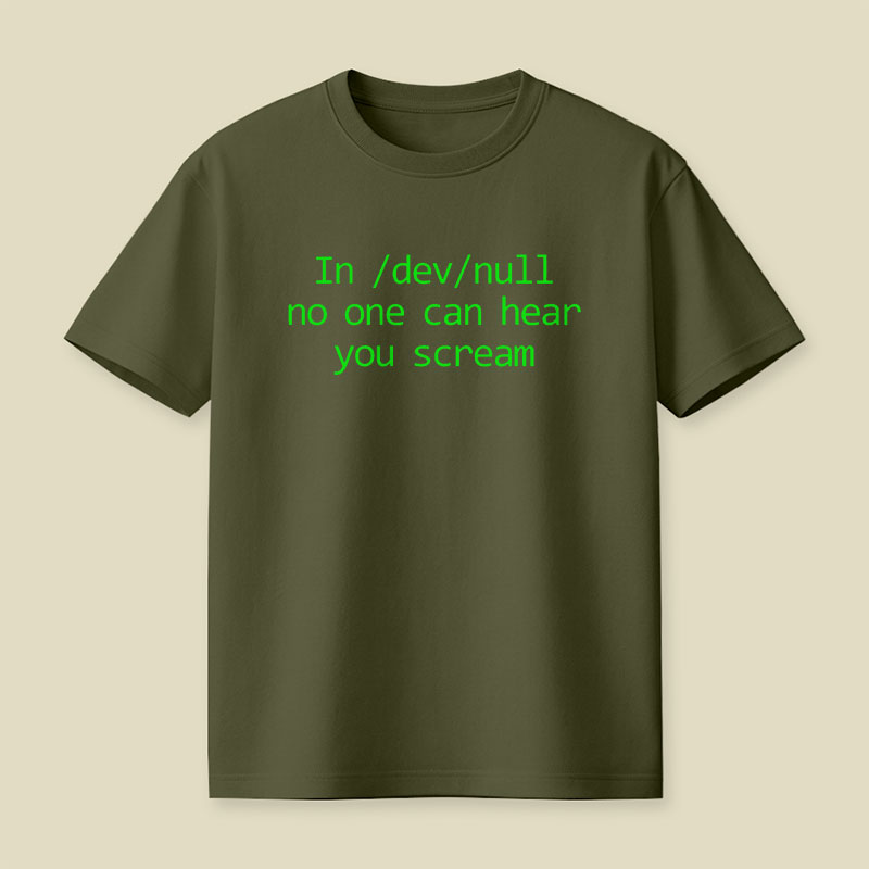 In dev null No One Can Hear You Scream Computer IT Humor Playful T-Shirt