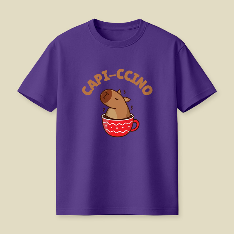 Capi-Ccino Capybara Coffee Pun Playful T-Shirt