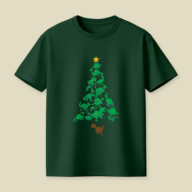 Dino Christmas Tree Playful T-Shirt