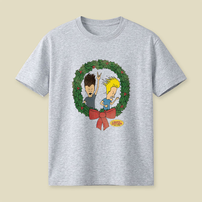BAB Rock Out Vintage Christmas Wreath Logo Playful T-Shirt