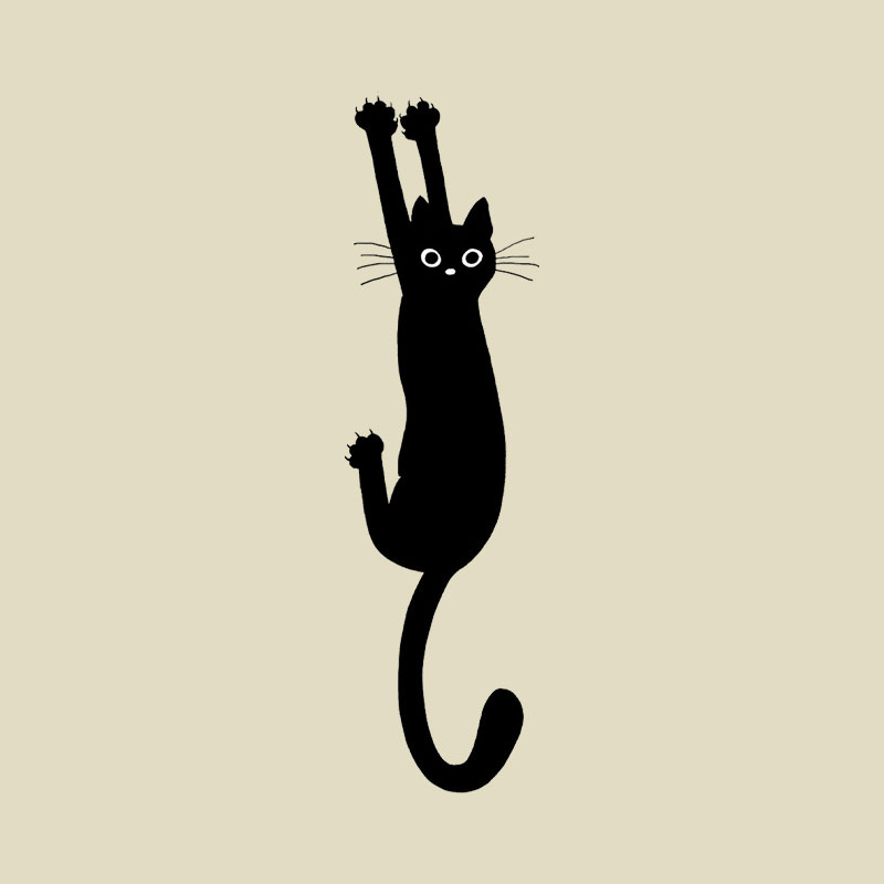 Black Cat Holding On Playful T-Shirt