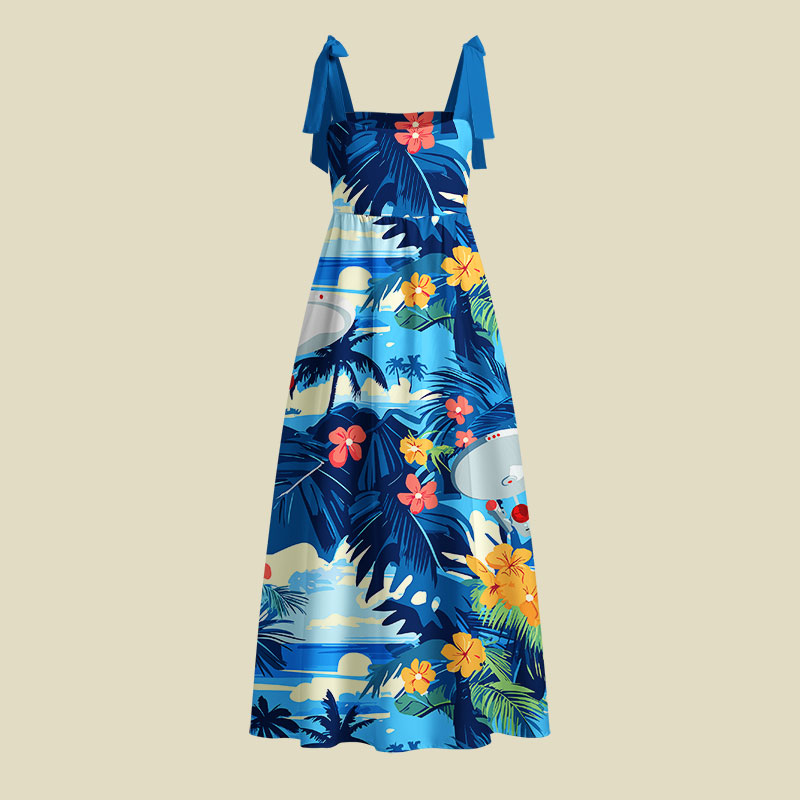 Scifi Spacecraft Hawaii Playful Maxi Dress