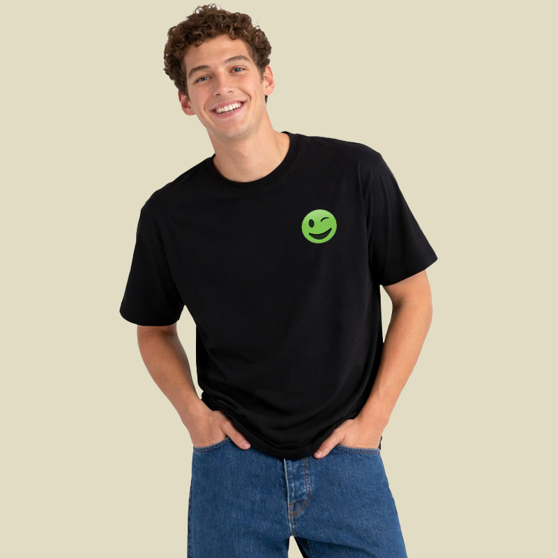 Green Emoji Wink Playful T-Shirt